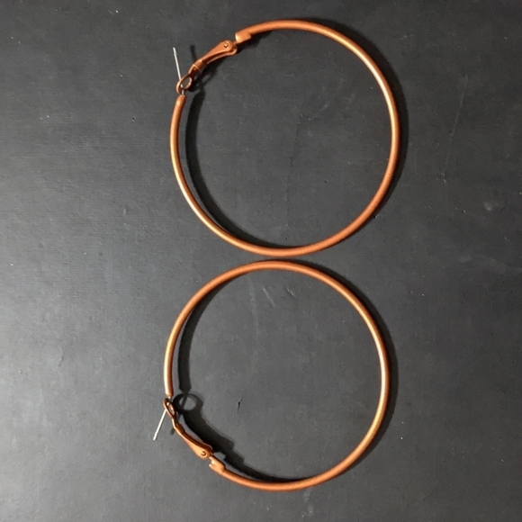 Lightweight Metal Orange Hoop Statement Earrings - Picture 1 of 3